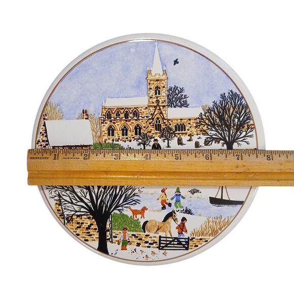 Vtg Royal Kent English Village Hunter Enamel Stovetop 4 Burner Covers Scene READ - Picture 9 of 11